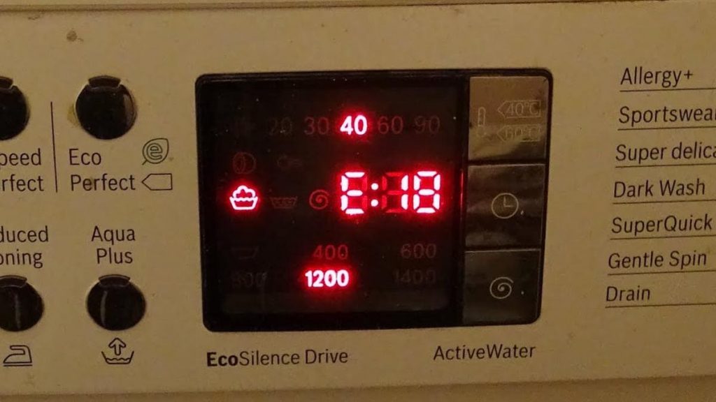 error E18 on Bosch washing machine