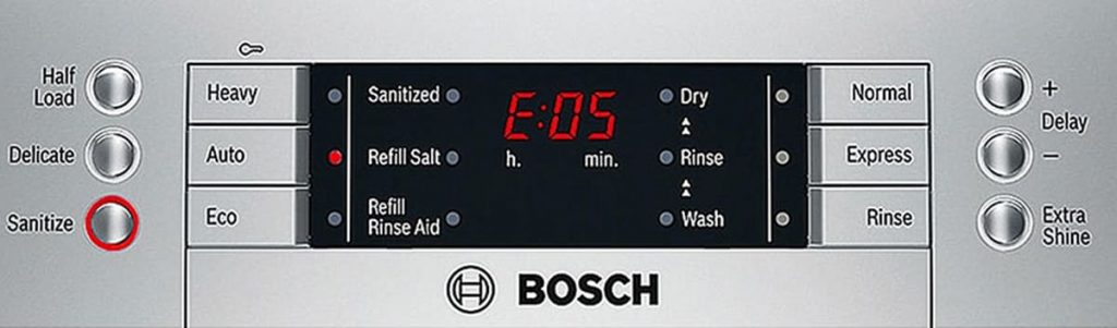 Bosch dishwasher Error code E05