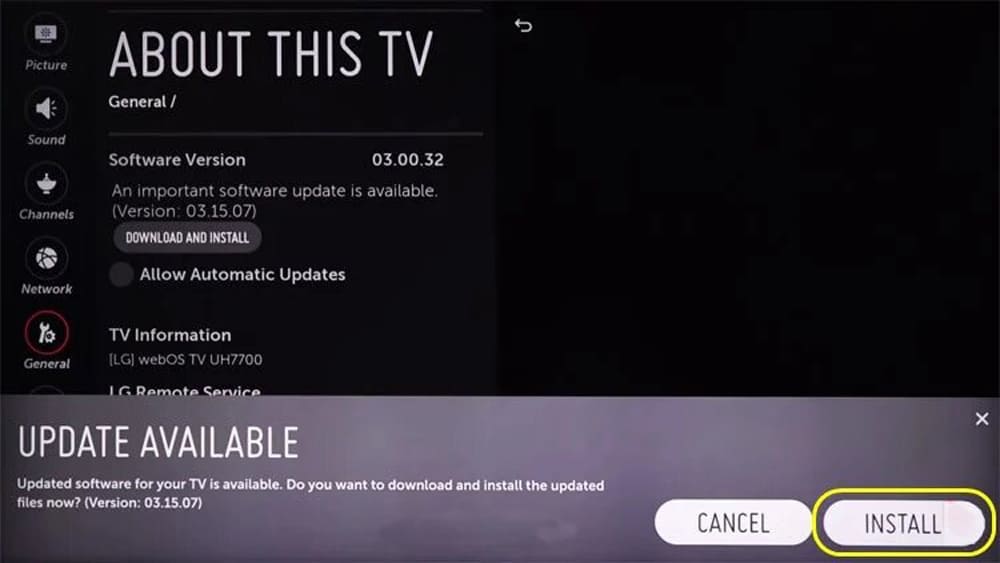LG TV update