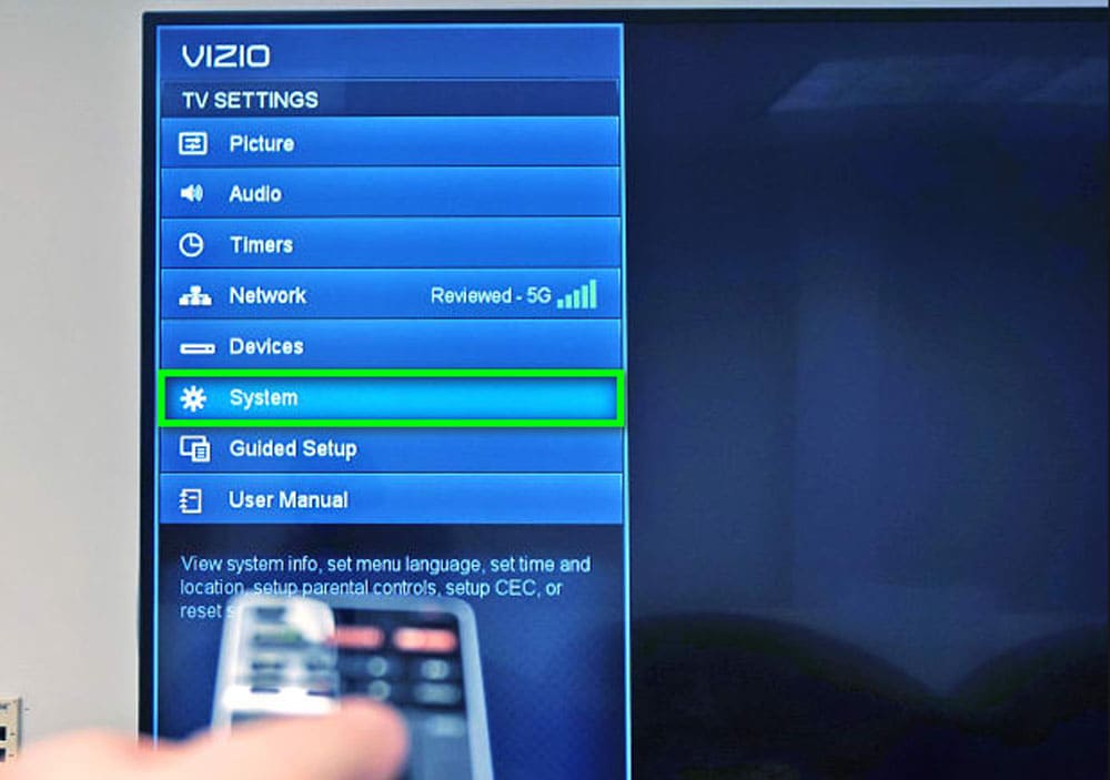 Reset your current Vizio TV software settings