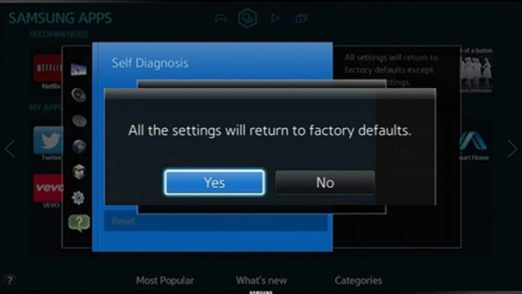 Samsung TV to factory settings