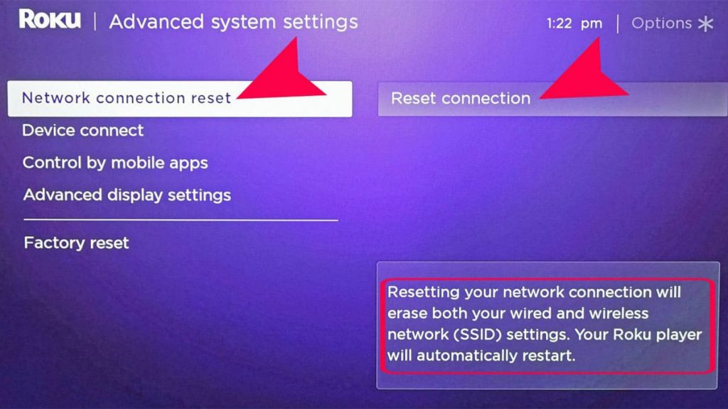 Reset manual connection settings