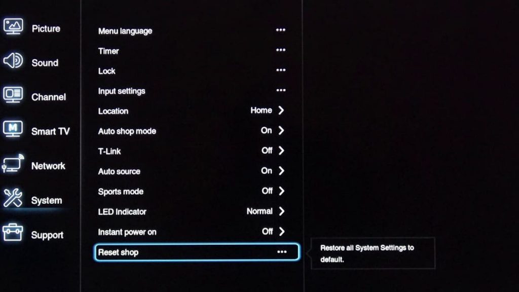 Reset device settings to factory settings